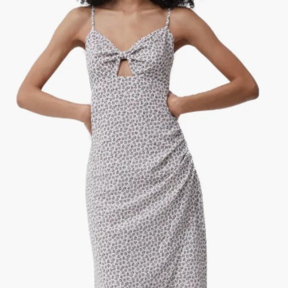 French Connection Aura Ditsy Tie Front Sleeveless Crepe Dress - Picture 1 of 3